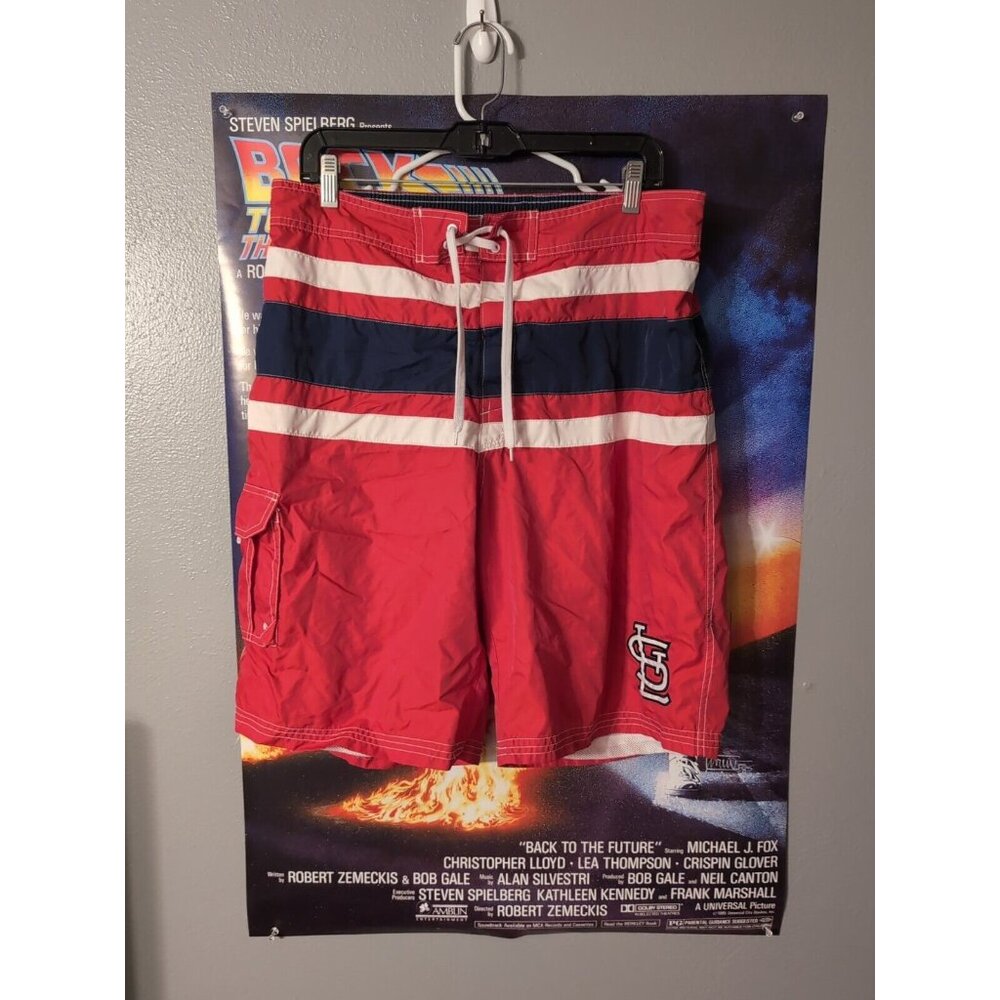 ST Louis Cardinals MLB Men's Red White Blue Swim Trunks Size XL
